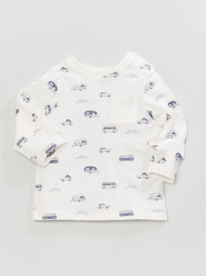 T-shirt en jersey avec imprimé Blanc - Kiabi