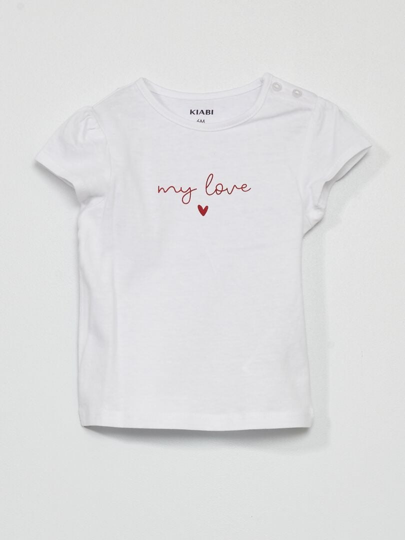 T-shirt en jersey avec imprimé Blanc - Kiabi