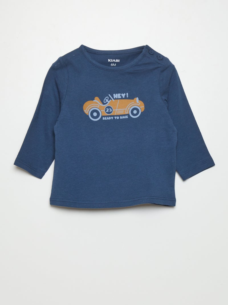 T-shirt en jersey avec imprimé Bleu - Kiabi