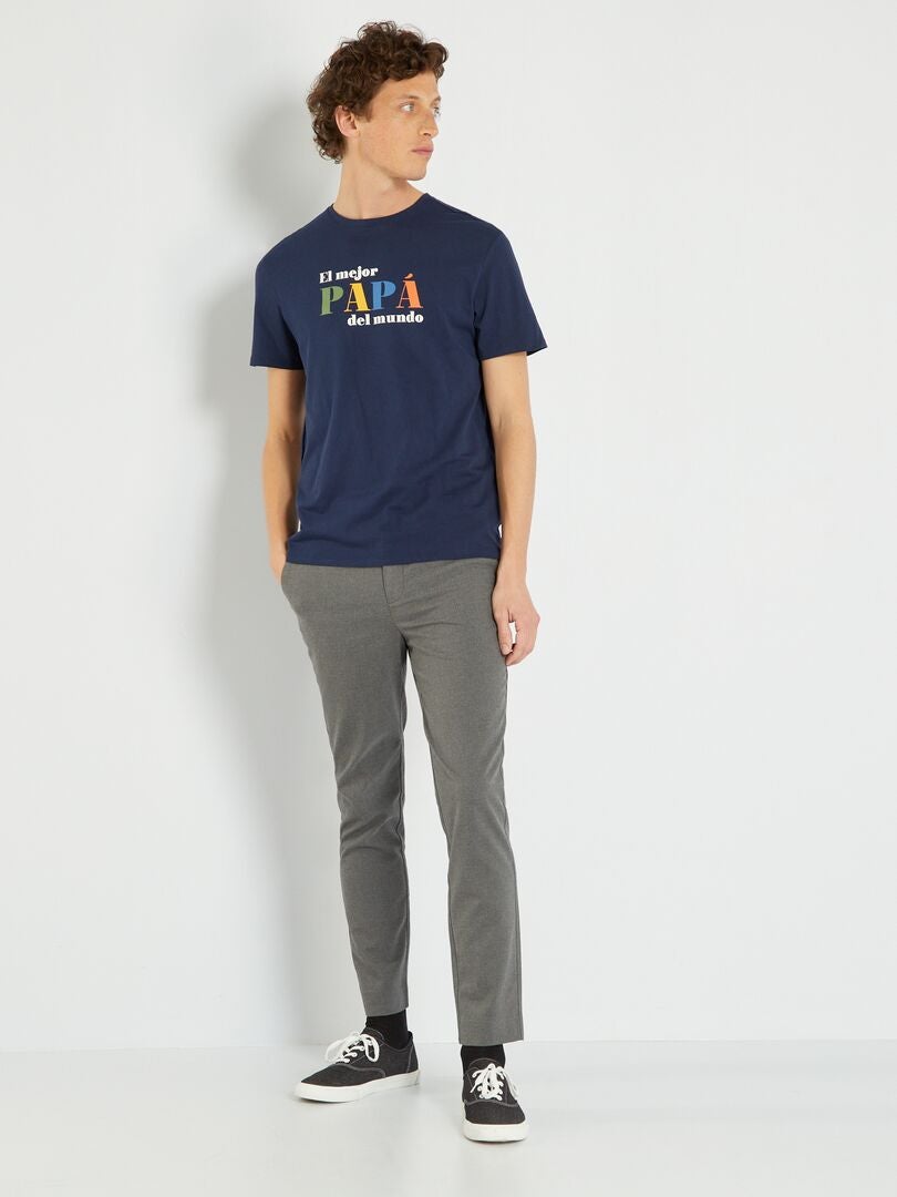 T-shirt en jersey avec imprimé Bleu marine 'Papa' - Kiabi
