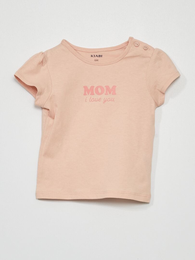 T-shirt en jersey avec imprimé Rose 'mom' - Kiabi