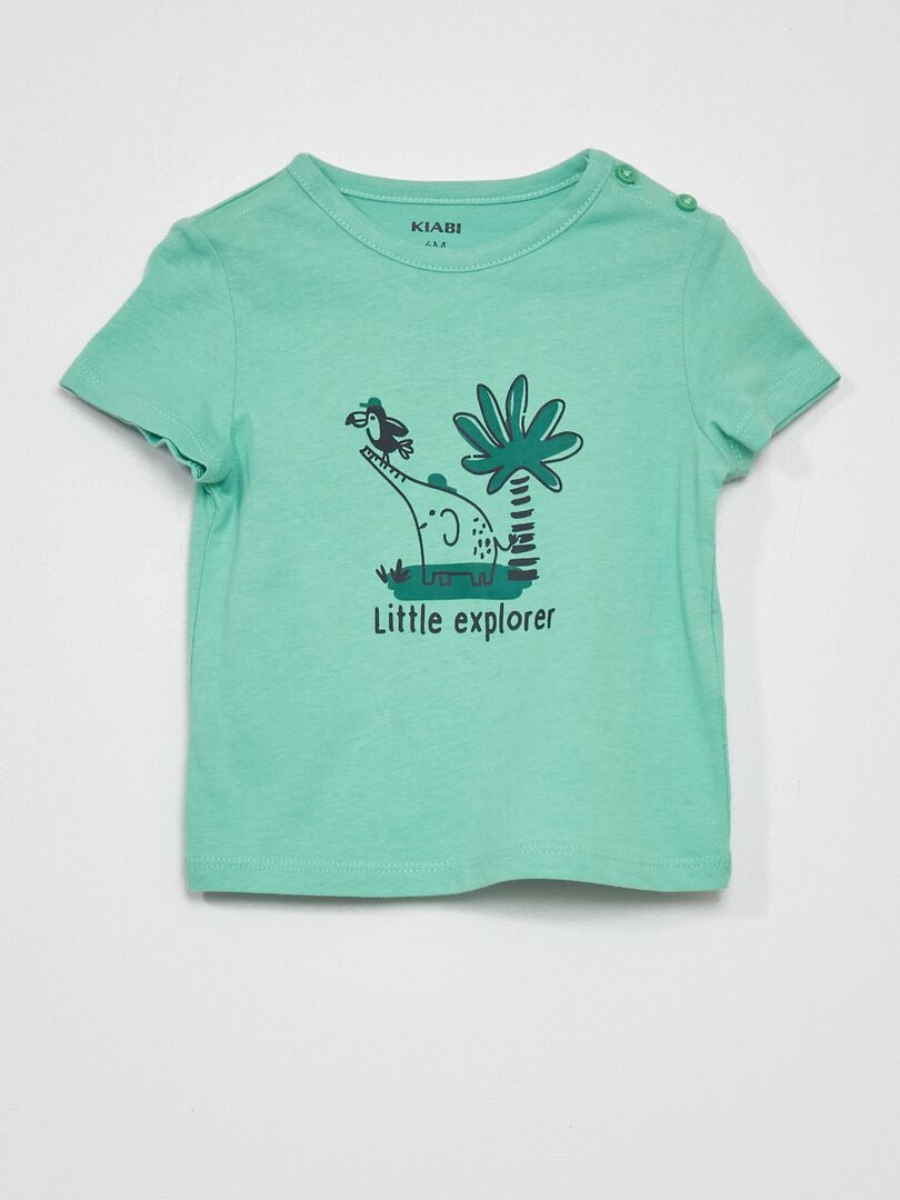 T-shirt en jersey avec imprimé Vert 'explorer' - Kiabi