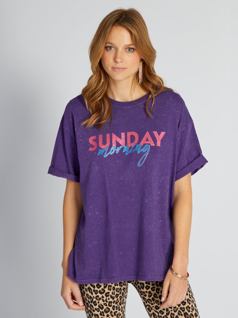 T-shirt en jersey avec imprimé Violet - Kiabi