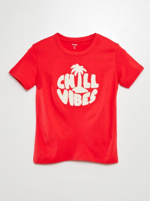 T-shirt en jersey avec inscription en maille bouclette - Kiabi