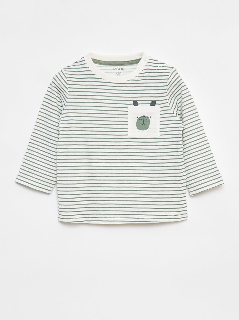 T-shirt en jersey avec poche poitrine Blanc - Kiabi