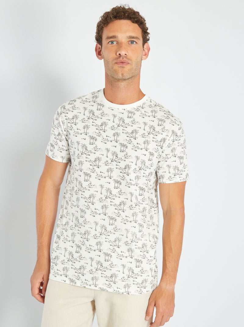 T-shirt en jersey avec print Blanc 'desert' - Kiabi