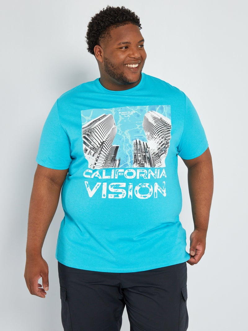 T-shirt en jersey avec print Bleu turquoise - Kiabi