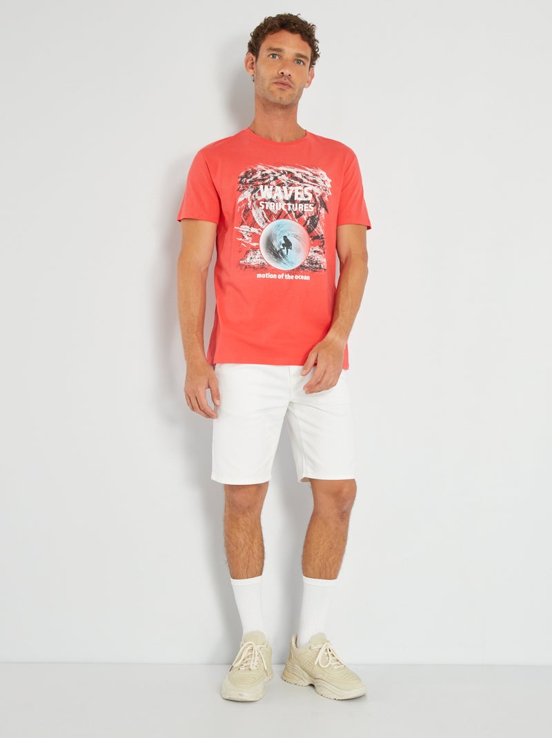 T-shirt en jersey avec print Rose foncé 'Pink waves' - Kiabi