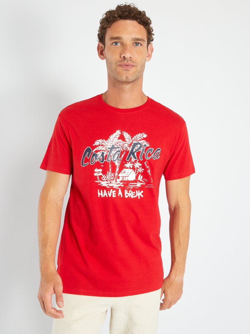 T-shirt en jersey avec print Rouge 'level' - Kiabi