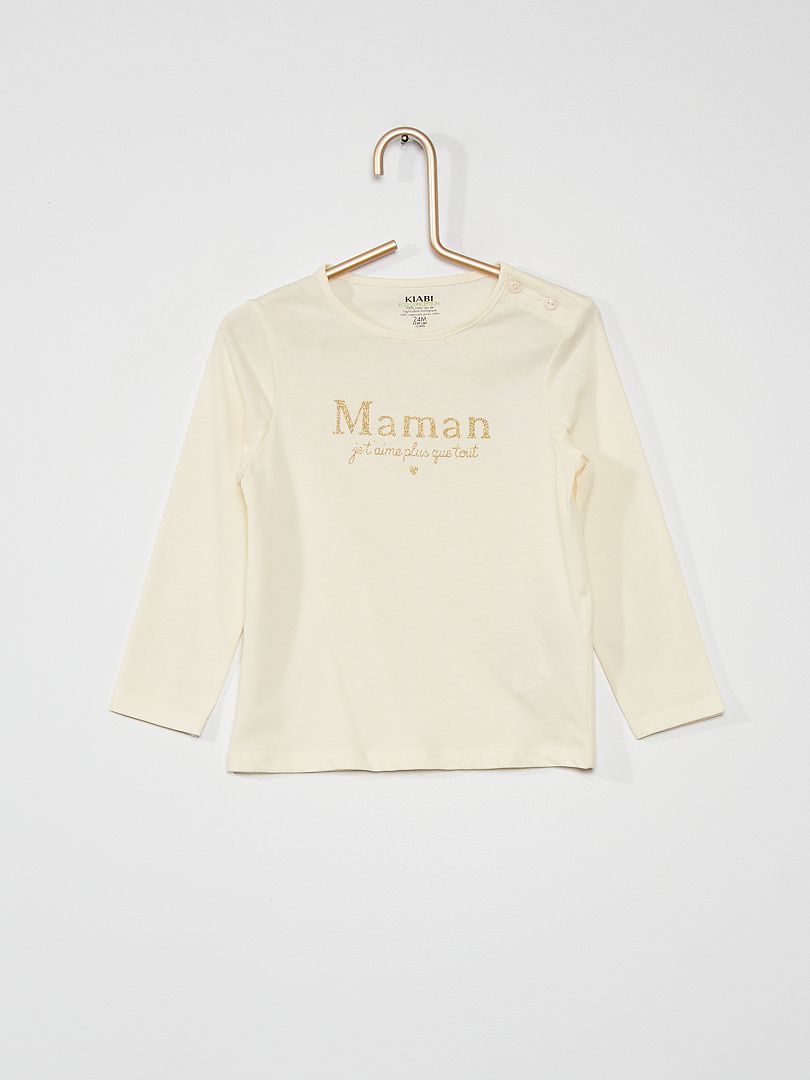 T-shirt en jersey blanc cassé 'Maman' - Kiabi