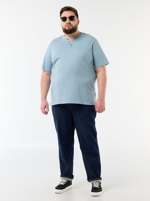 T-shirt en jersey col tunisien et manches courtes - Kiabi