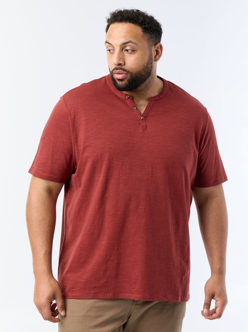 T-shirt en jersey col tunisien et manches courtes - Kiabi
