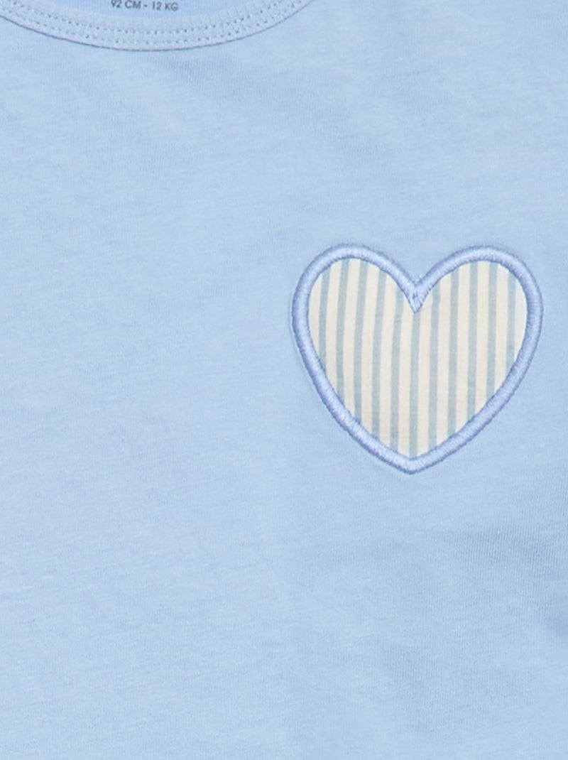 T-shirt en jersey de coton à patch cœur Bleu - Kiabi