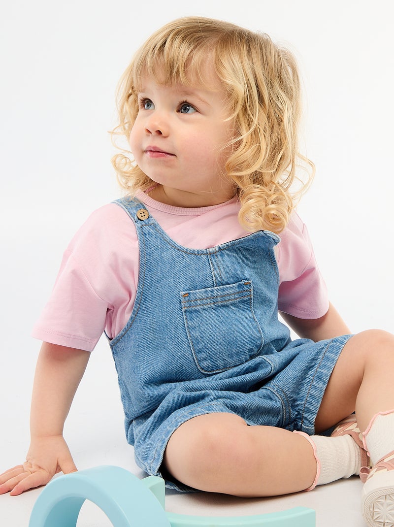 T-shirt en jersey de coton à patch cœur Rose - Kiabi
