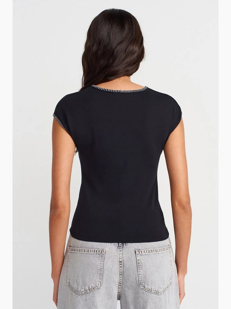 T-shirt en jersey de coton, coupe ajustée dilvin Noir - Kiabi