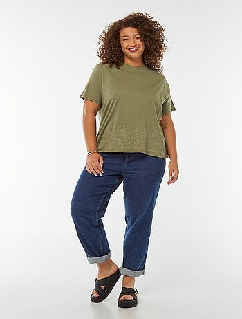 T-shirt en jersey effet broderie à la base