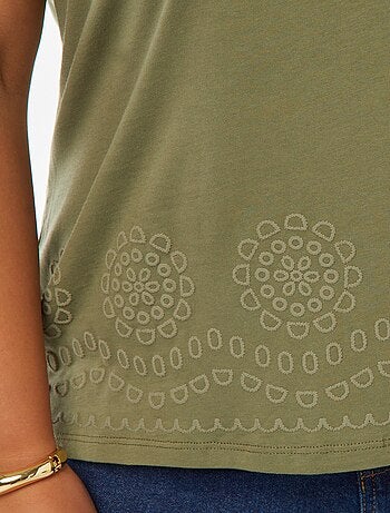 T-shirt en jersey effet broderie à la base