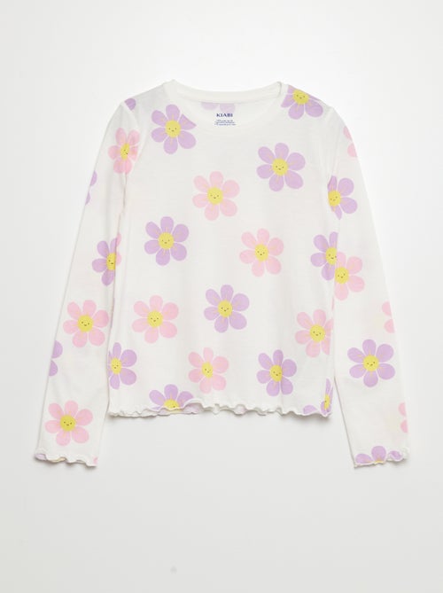 T-shirt en jersey 'fleurs' - Kiabi