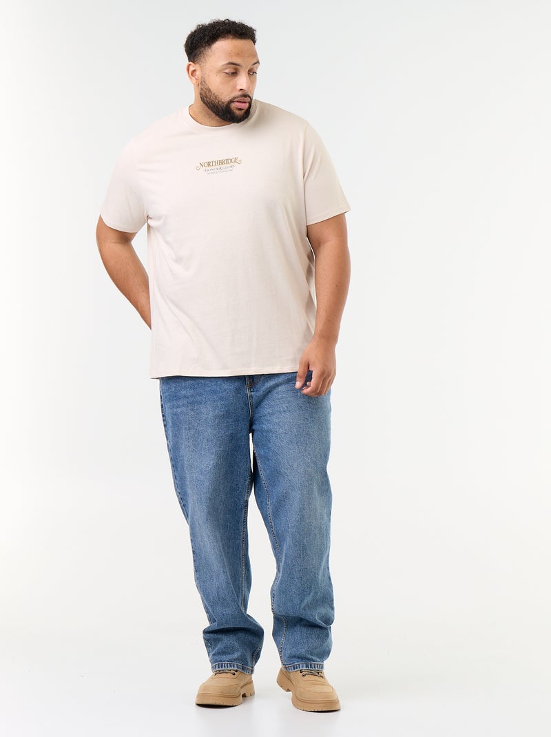T-shirt en jersey imprimé à manches courtes Beige - Kiabi