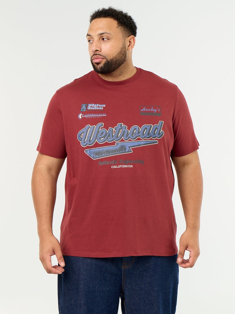 T-shirt en jersey imprimé à manches courtes Rouge - Kiabi