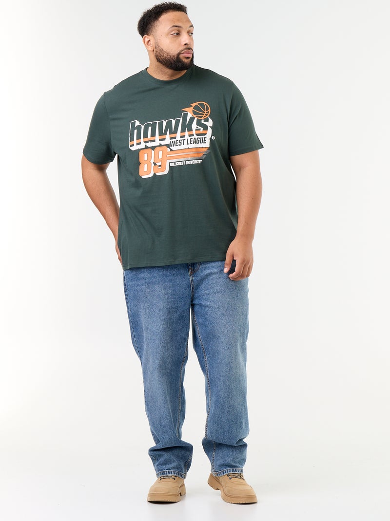 T-shirt en jersey imprimé à manches courtes Vert - Kiabi