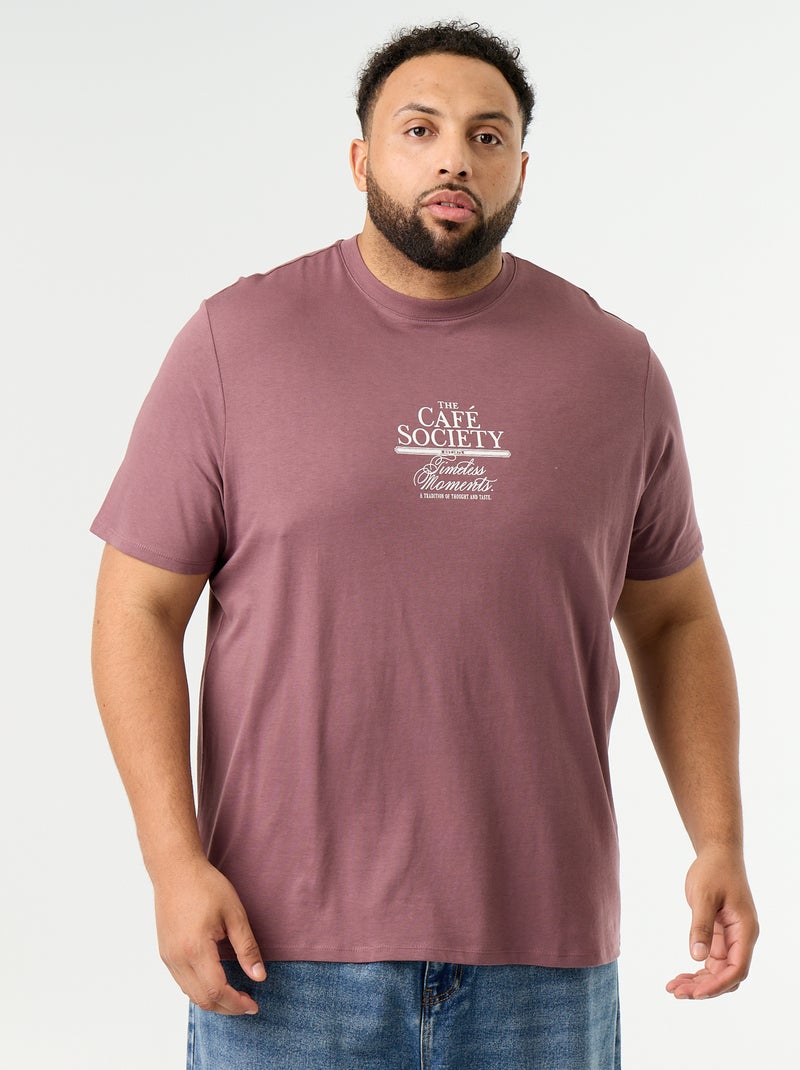 T-shirt en jersey imprimé à manches courtes Violet - Kiabi