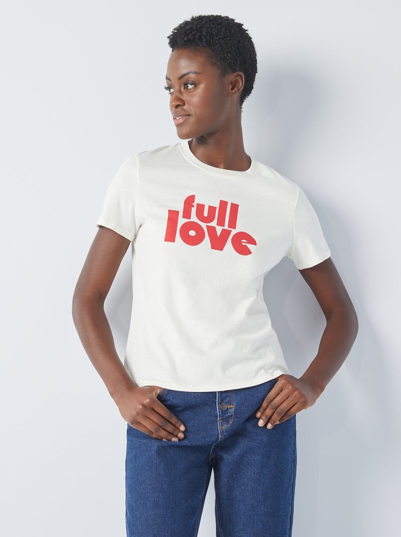 T-shirt en jersey imprimé Blanc'full love' - Kiabi