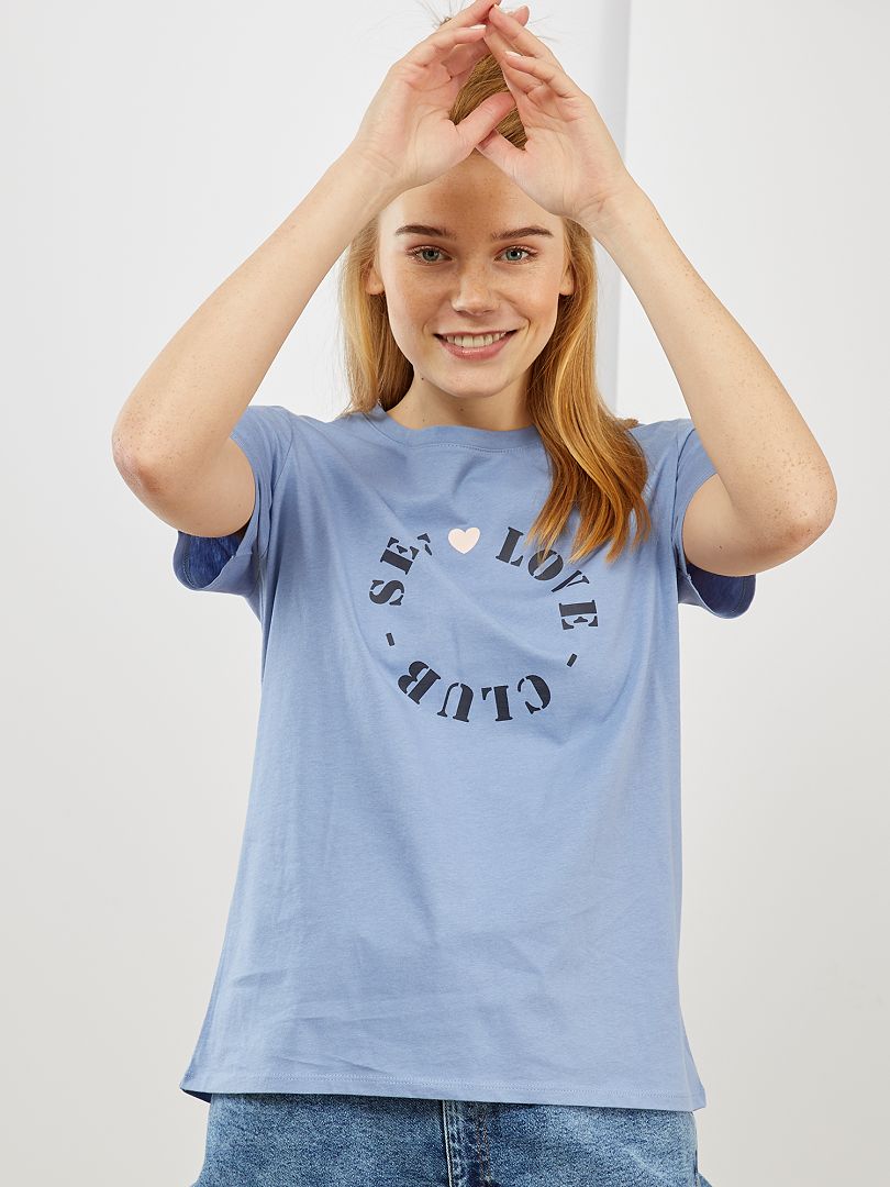 T-shirt en jersey imprimé bleu - Kiabi