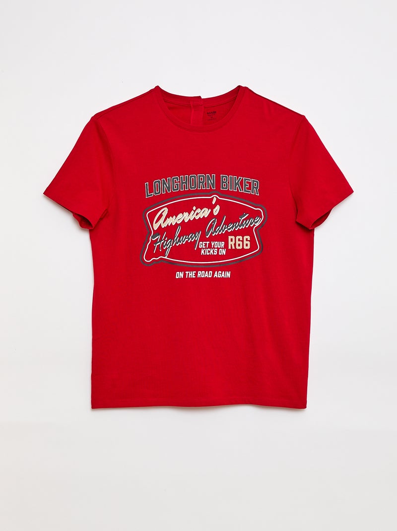 T-shirt en jersey imprimé pour homme à col rond Rouge - Kiabi