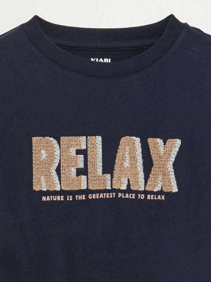 T-shirt en jersey lourd Bleu marine - Kiabi