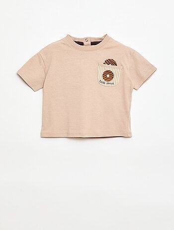 T-shirt en jersey manches courtes avec poche poitrine imprimé