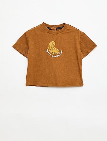 T-shirt en jersey manches courtes avec poche poitrine imprimé