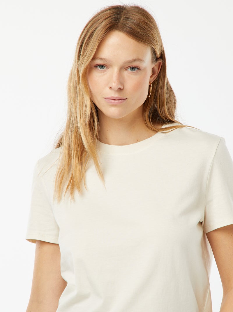 T-shirt en jersey manches courtes Blanc cassé - Kiabi