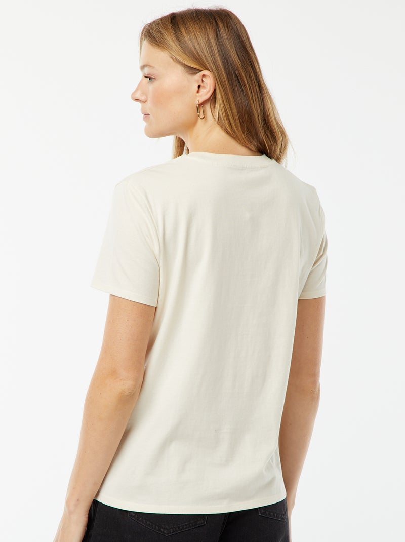 T-shirt en jersey manches courtes Blanc cassé - Kiabi