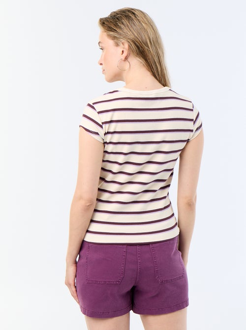 T-shirt en jersey manches courtes côtelé - Kiabi T-shirt en jersey manches courtes côtelé - Kiabi