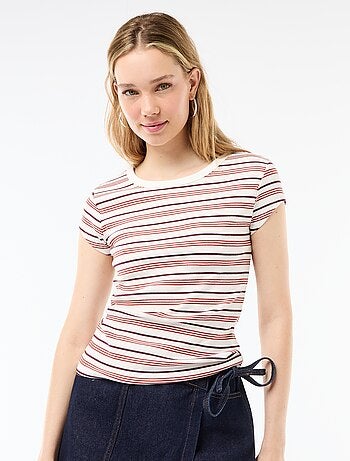 T-shirt en jersey manches courtes côtelé