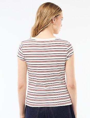 T-shirt en jersey manches courtes côtelé