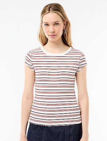 T-shirt en jersey manches courtes côtelé