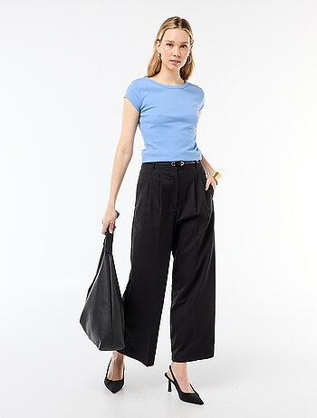 T-shirt en jersey manches courtes côtelé