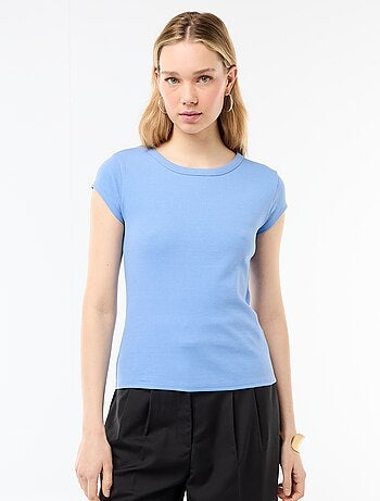 T-shirt en jersey manches courtes côtelé
