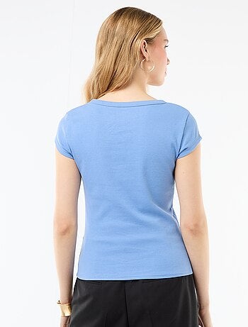 T-shirt en jersey manches courtes côtelé