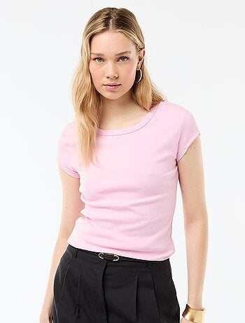 T-shirt en jersey manches courtes côtelé