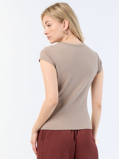T-shirt en jersey manches courtes côtelé - Kiabi