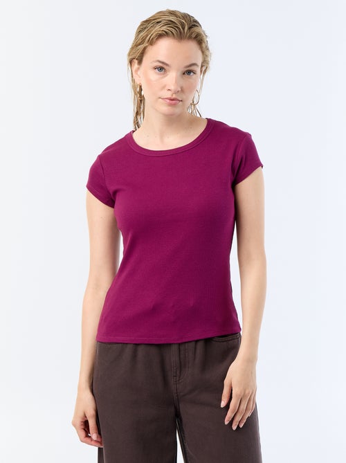 T-shirt en jersey manches courtes côtelé - Kiabi T-shirt en jersey manches courtes côtelé - Kiabi