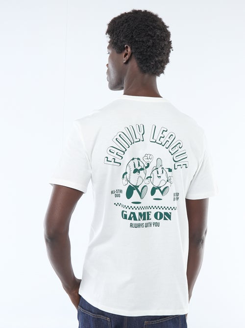 T-shirt en jersey manches courtes imprimé recto/verso - Kiabi