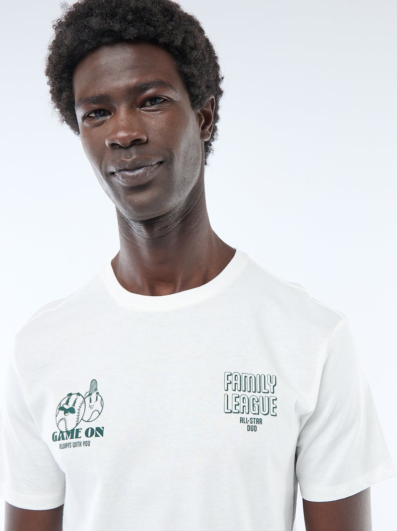 T-shirt en jersey manches courtes imprimé recto/verso Blanc - Kiabi