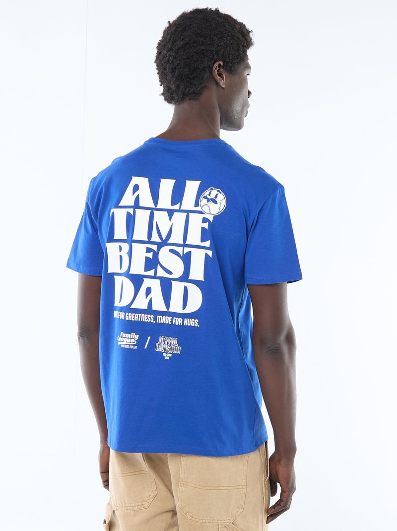 T-shirt en jersey manches courtes imprimé recto/verso Bleu - Kiabi