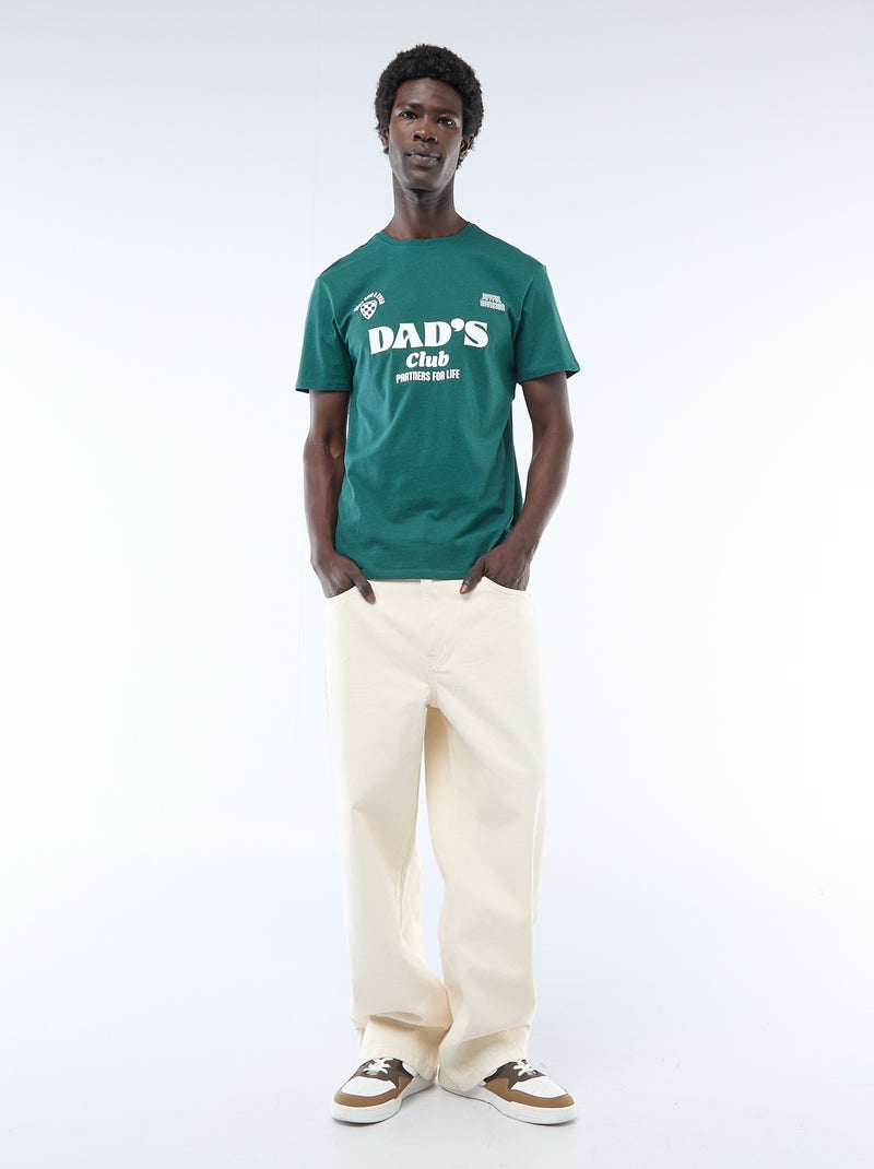 T-shirt en jersey manches courtes imprimé recto/verso Vert - Kiabi