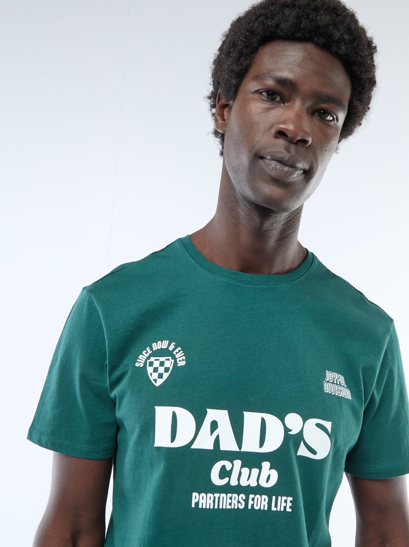 T-shirt en jersey manches courtes imprimé recto/verso Vert - Kiabi