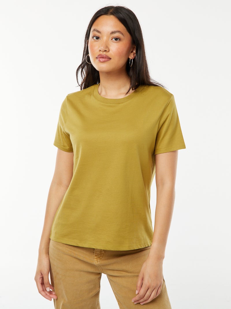 T-shirt en jersey manches courtes Kaki - Kiabi